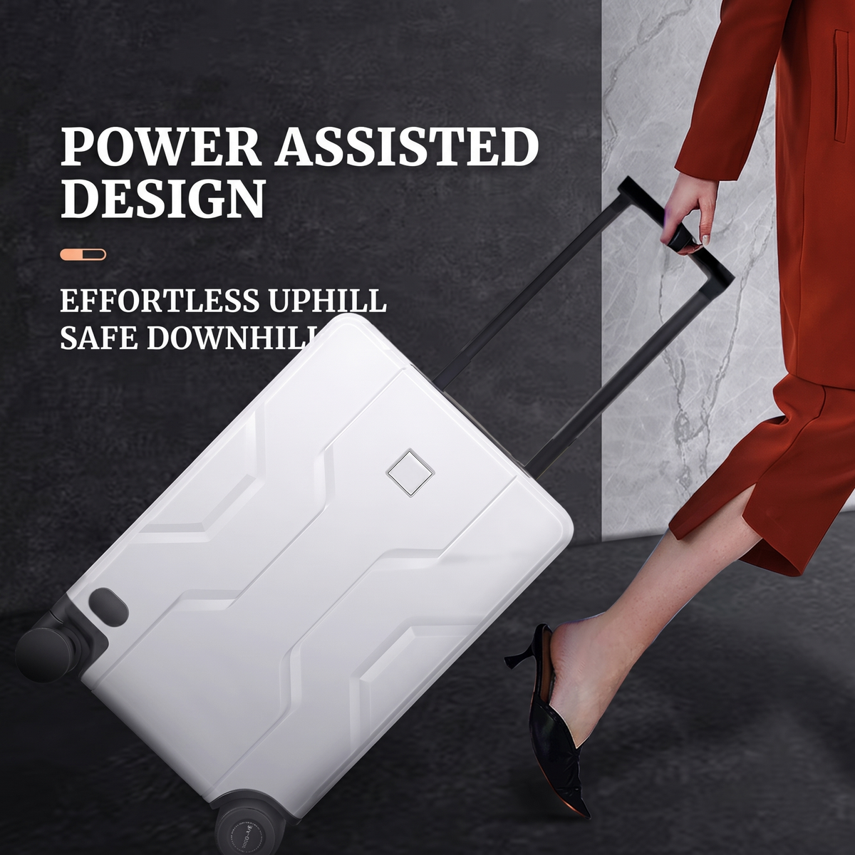 Auto-Follow Smart Suitcase – 33L Rideable Carry-On with Remote & App, Removable Power Bank Battery, Airline-Approved, 3-Year Warranty