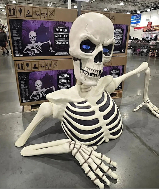 💥 Early Bird Halloween Sale!🔥 Giant Ground Breaking Skeleton with LCD Eyes and Sound Halloween Decor Prop