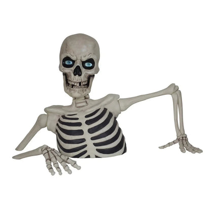 💥 Early-Bird-Halloween-Sale!🔥 Riesiges, bodenbrechendes Skelett mit LCD-Augen und Sound-Effekten als Halloween-Deko