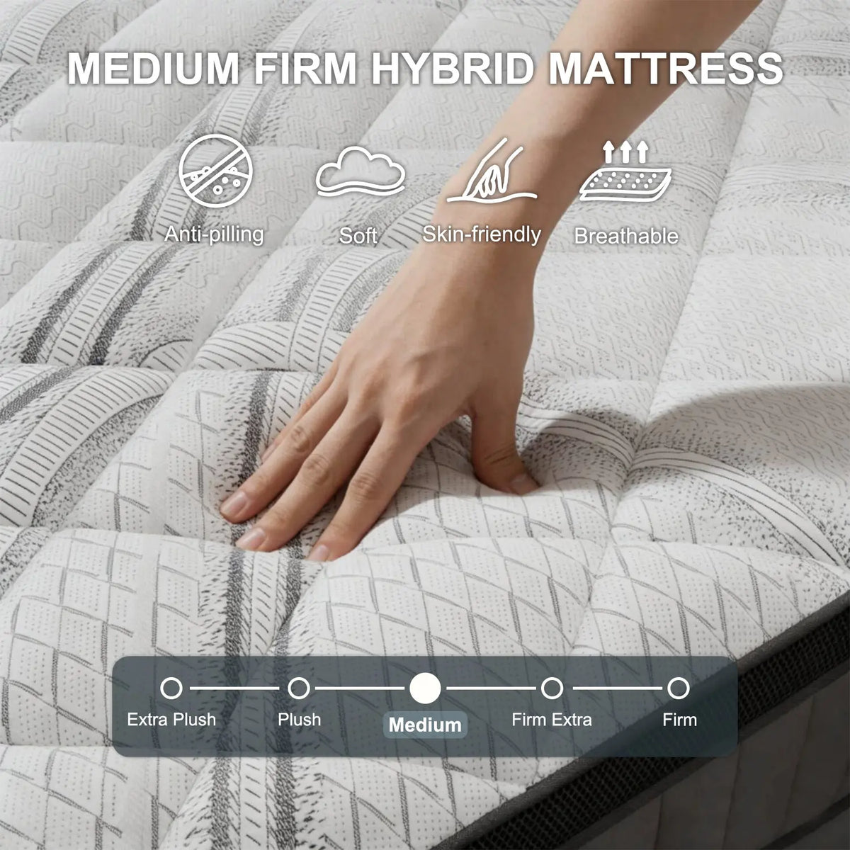 Gel Memory Foam Hybrid Mattress  Euro Top Medium-Firm