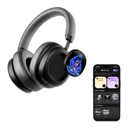 VWS (VISUAL WEARABLE STEREO)Wireless Over Ear Headphones Noise Cancelling OLED Touchscreen