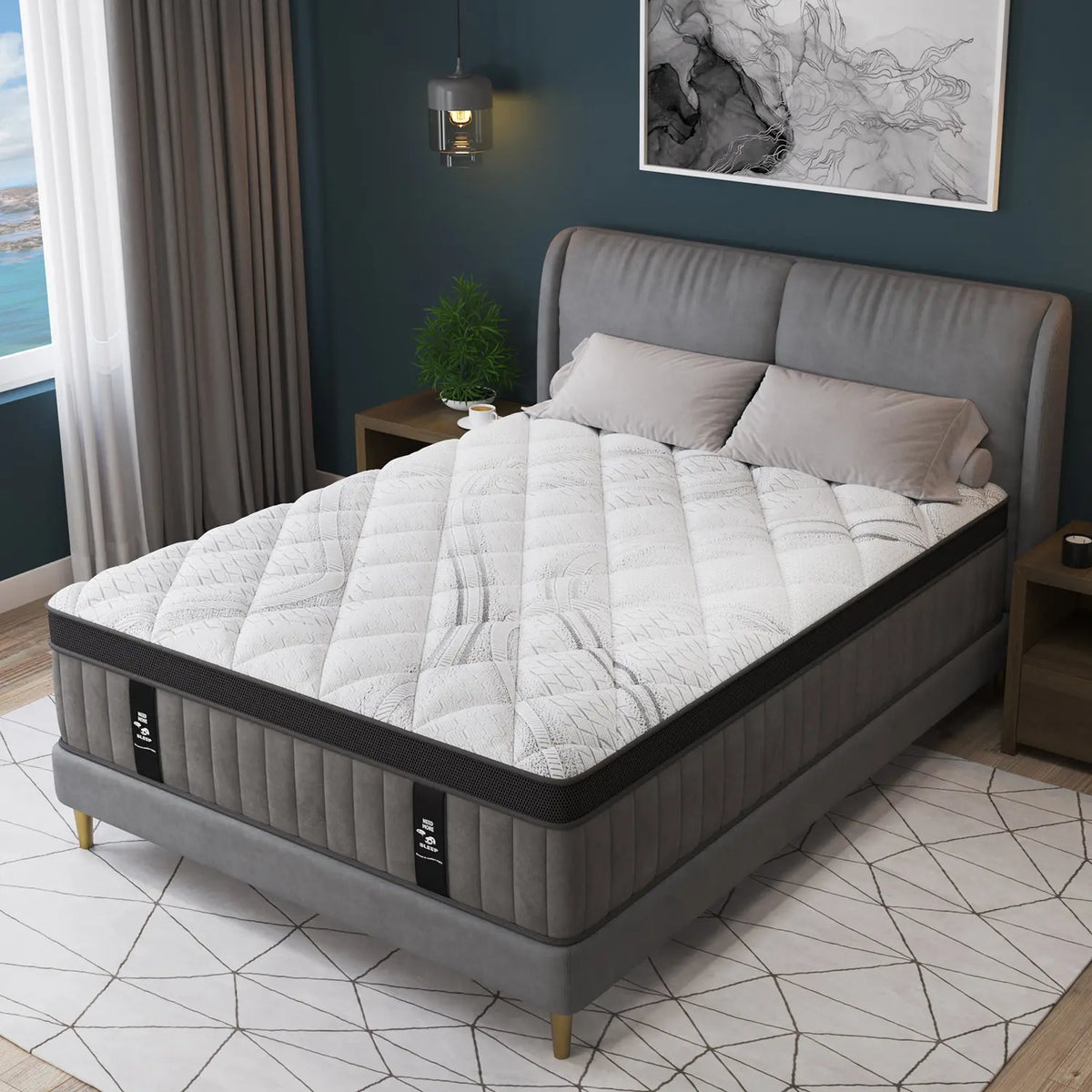 Gel Memory Foam Hybrid Mattress  Euro Top Medium-Firm
