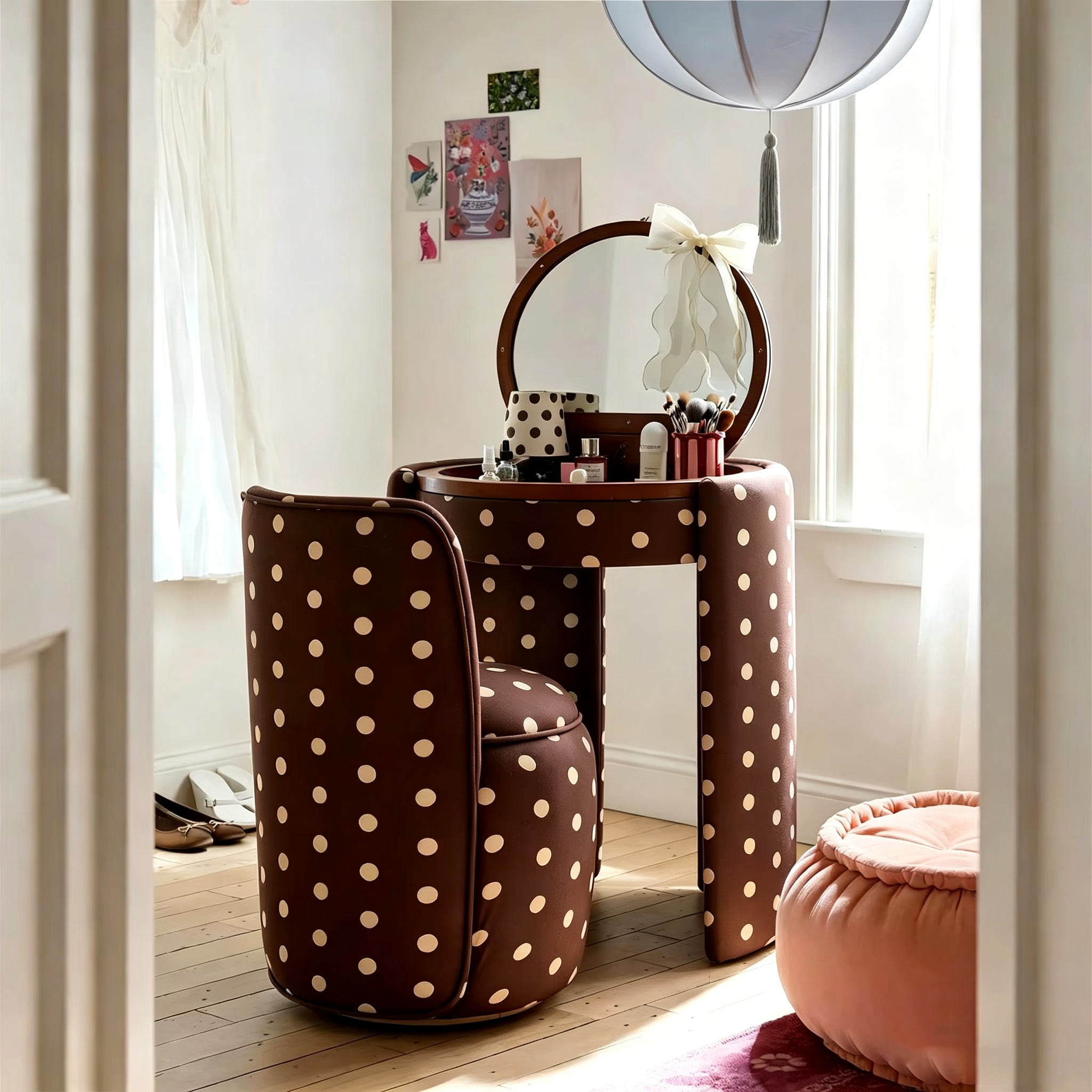 Brown Cream Polka‑dot