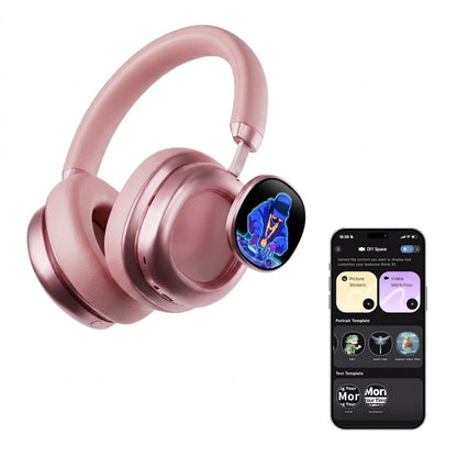VWS (VISUAL WEARABLE STEREO)Wireless Over Ear Headphones Noise Cancelling OLED Touchscreen